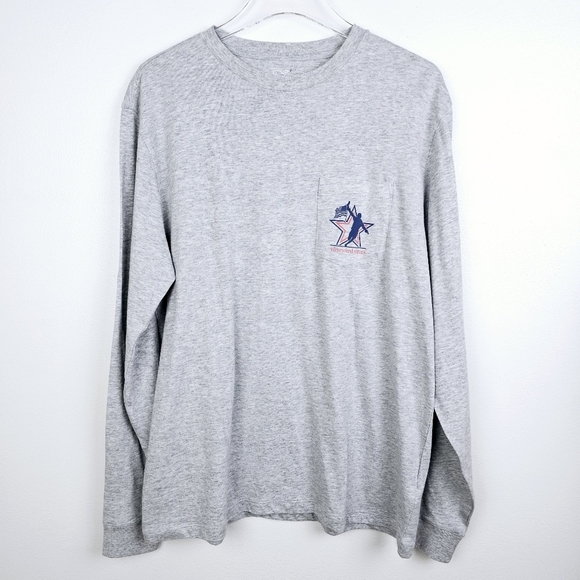 Vineyard Vines Lax Victory Lap Heather Grey Long Sleeve Shirt NWT - Picture 2 of 10